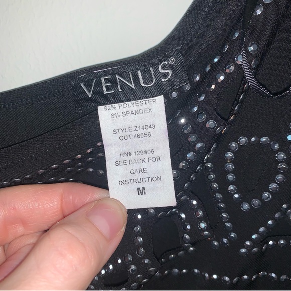 Venus Black One Shoulder Cut Out Asymmetrical Top Size Medium | item #285 - Picture 6 of 12